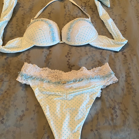 Beach bunny bridal line - white with light blue polka dots - Picture 2 of 3
